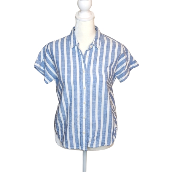 Madewell Tops - Madewell Blue and White Striped Button Down Dolman Sleeve Shirt
